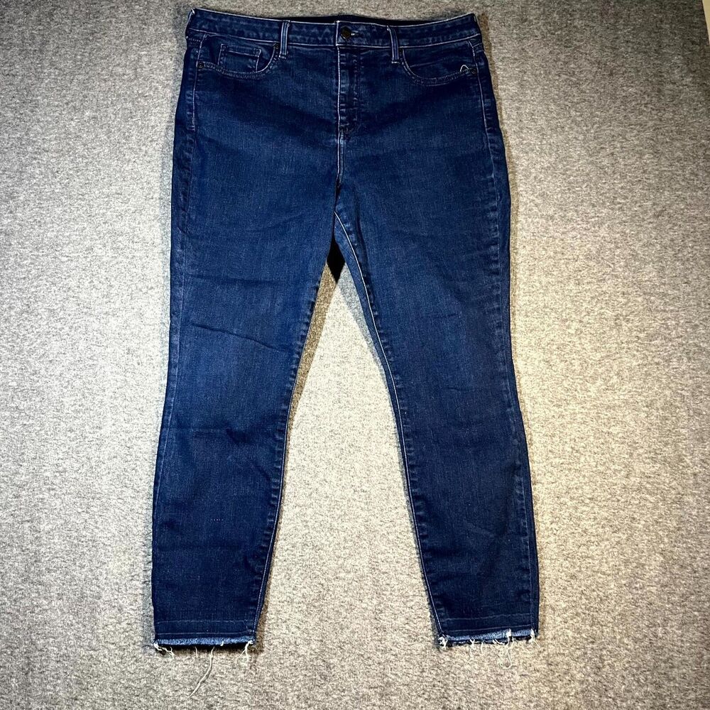 NYDJ Ami Skinny Jeans Size 16 Medium Wash Stretch Blue Denim 36x26 Raw Ankle